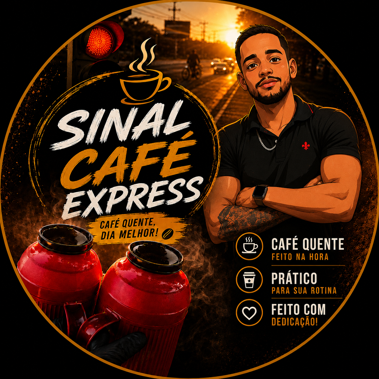 Identidade do Sinal Café Express, café pronto para servir no sinal